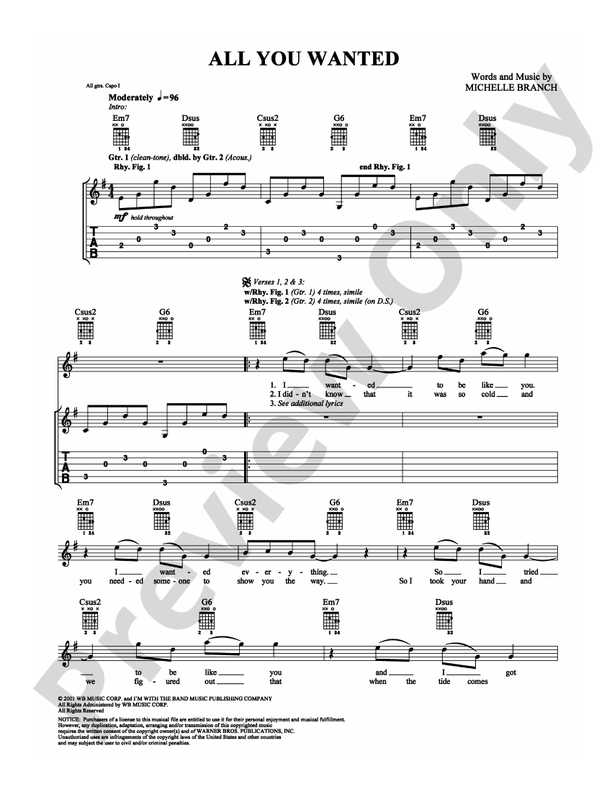 All You Wanted - Guitar TAB (Digital Download)