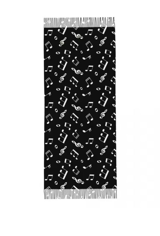 Scarf/Shawl Black with White Notes and Clefs