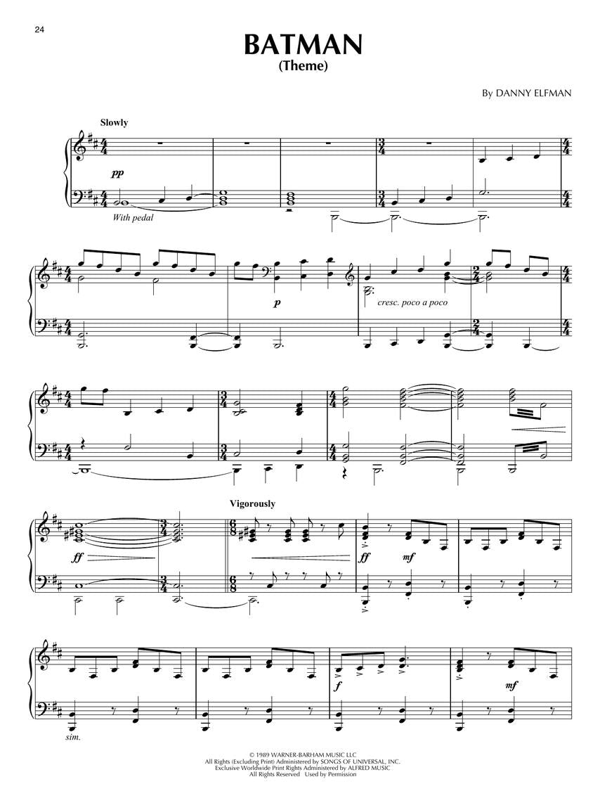 The Movie & TV Music of Danny Elfman - Piano Hal Leonard 194360