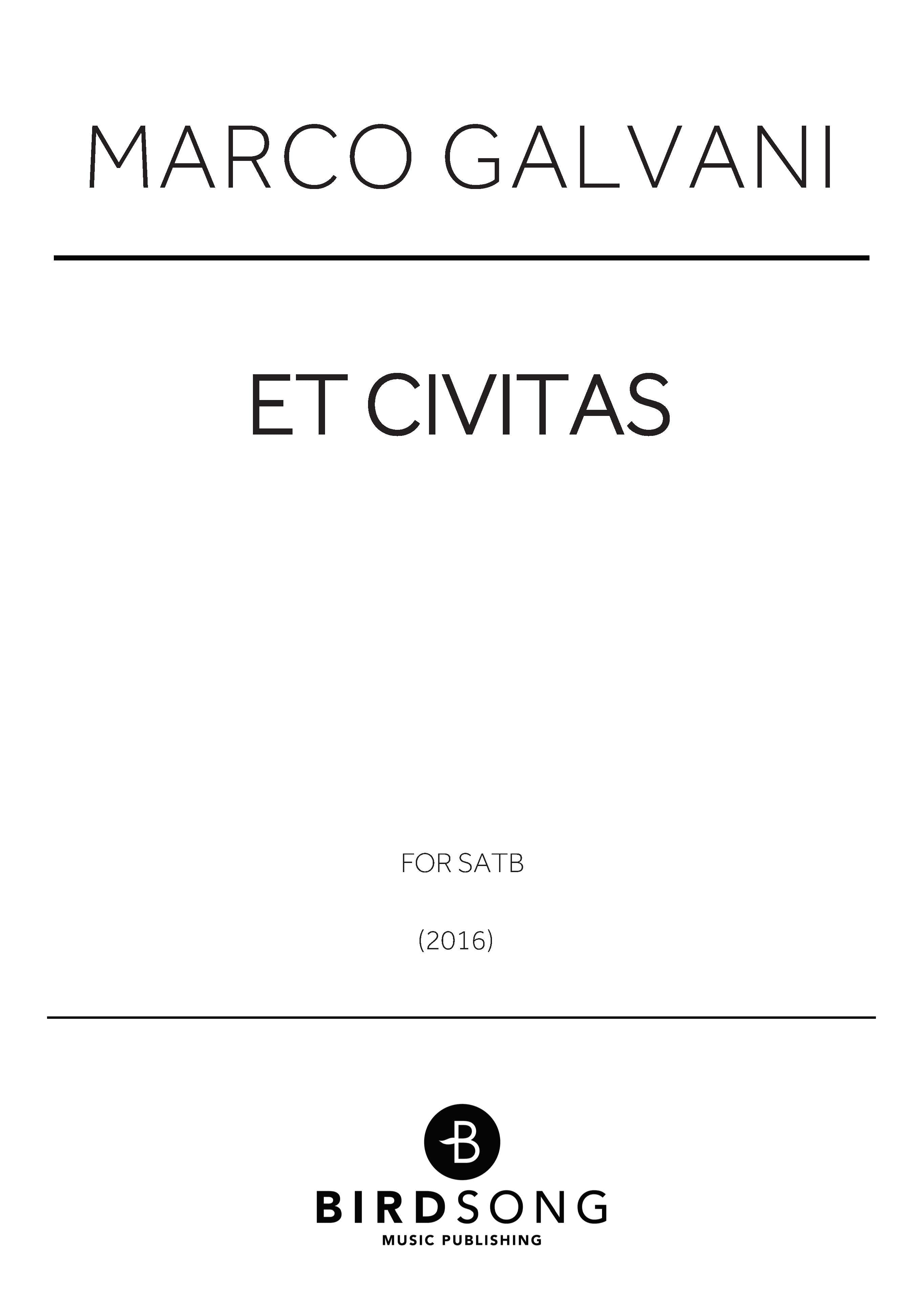 Et Civitas - SATB Chorus (Digital Download)