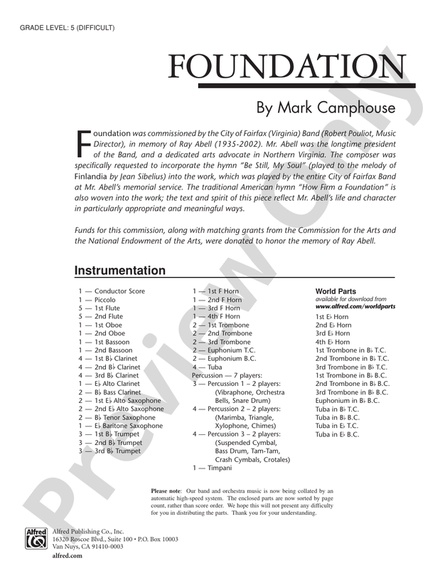 Foundation - Concert Band Conductor Score & Parts (Digital Download)