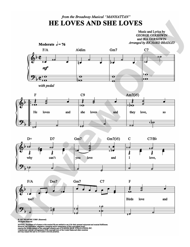 He Loves and She Loves - Arr. Richard Bradley - Easy Piano (Digital Download)