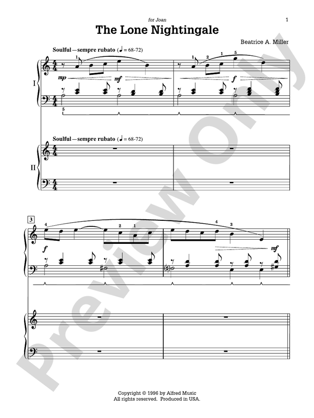 The Lone Nightingale - 2 Pianos, 4 Hands (Digital Download)