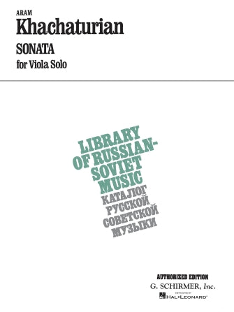 Khachaturian - Sonata - Viola Solo Schirmer 50335990