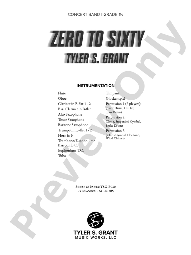 Zero to Sixty - Concert Band Conductor Score & Parts (Digital Download)