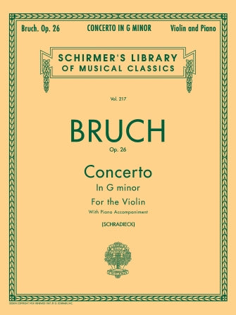 Bruch - Concerto Op26 - Violin/Piano Accompaniment Schirmer 50253520