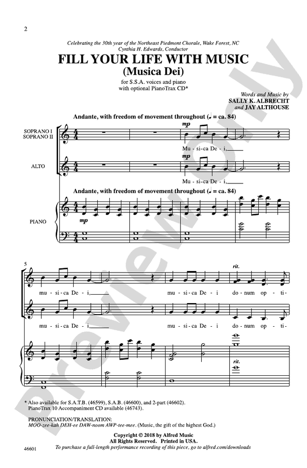 Fill Your Life with Music – SSA Choral Octavo (Digital Download)