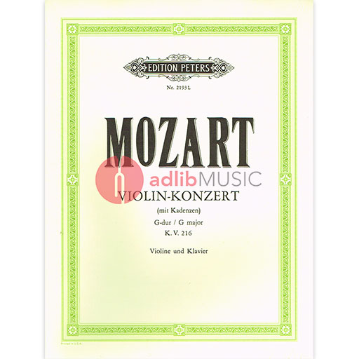 Mozart - Concerto No. 3 In G K. 216 - Violin - Peters EP2193L