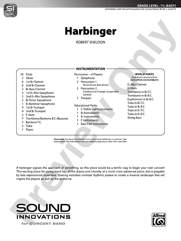 Harbinger - Concert Band Conductor Score & Parts (Digital Download)
