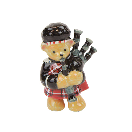 Teddy Bear Playing the Bagpipes Porcelain Figurine