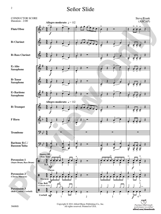 Senor Slide - Concert Band Conductor Score & Parts (Digital Download)