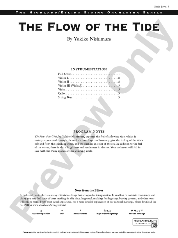The Flow of the Tide – String Orchestra Conductor Score & Parts
