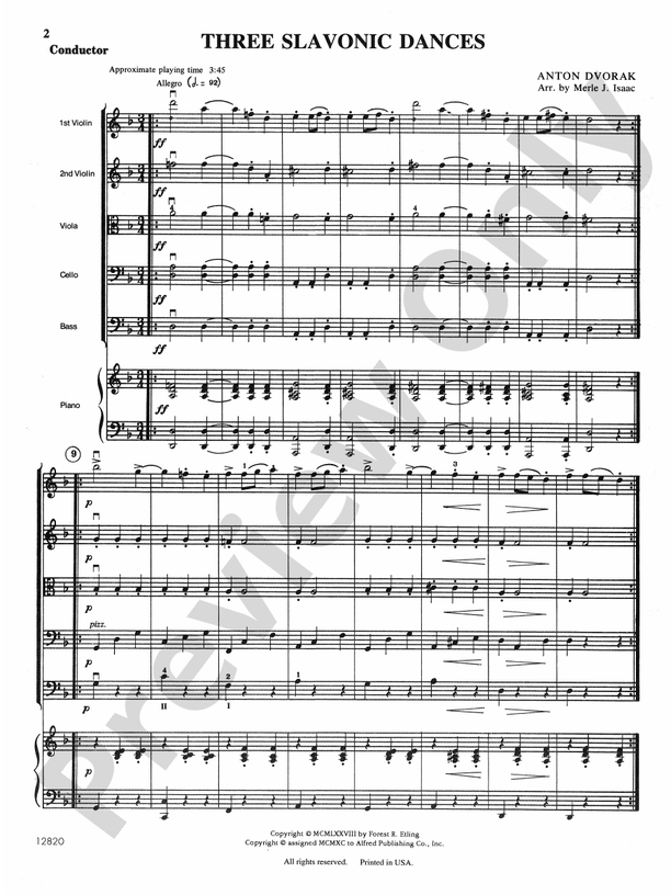 Three Slavonic Dances – String Orchestra Conductor Score & Parts (Digital Download)