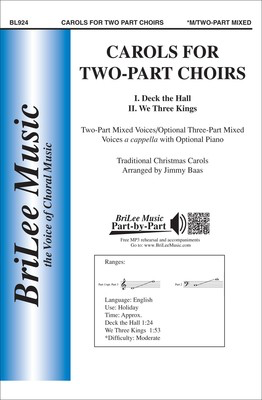 Carols for Two Part Choirs - 2-Part w/opt. 3-Part Treble Jimmy Baas BriLee Music Octavo