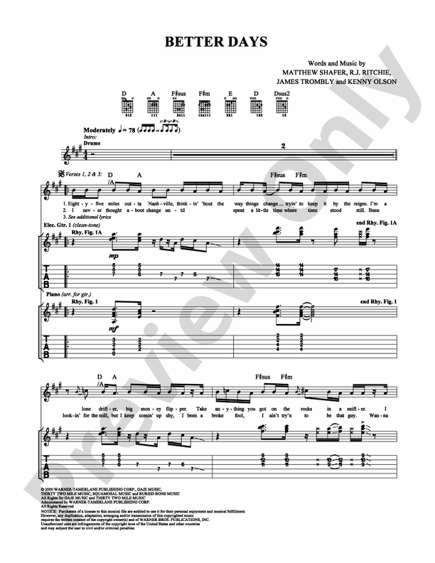 Better Days - Guitar TAB (Digital Download)