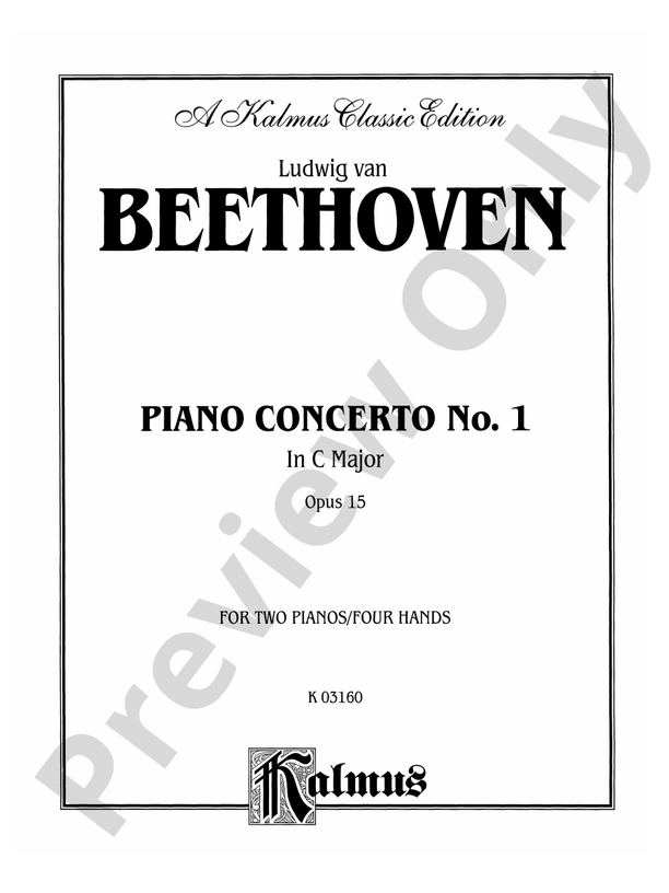 Beethoven - Piano Concerto No. 1 in C Major, Opus 15 - 2 Piano, 4 Hands (Digital Download)