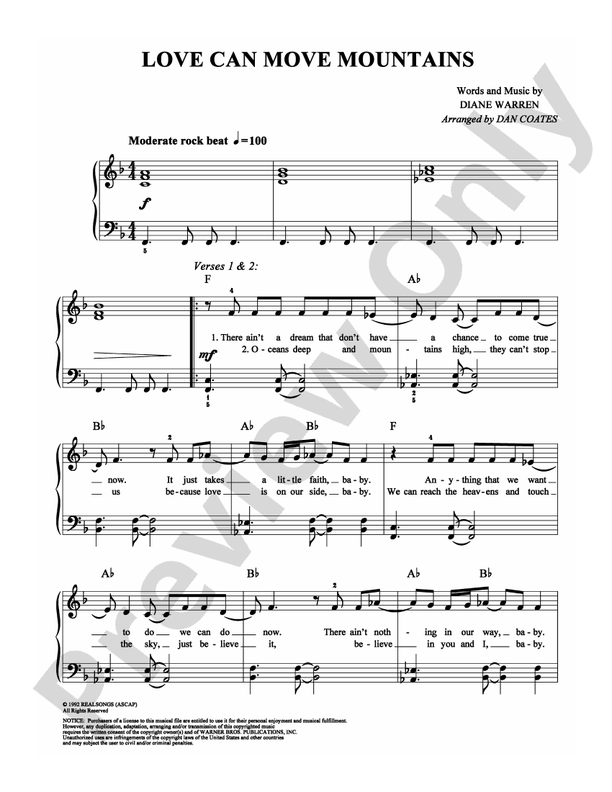 Love Can Move Mountains - Arr. Dan Coates - Easy Piano (Digital Download)