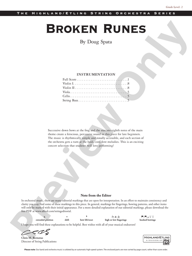 Broken Runes - String Orchestra Conductor Score & Parts (Digital Download)