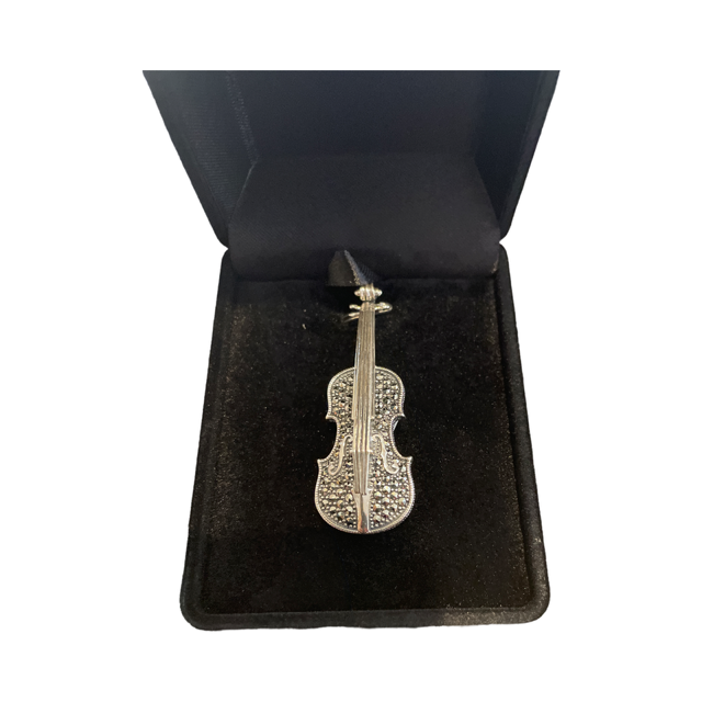 Marcasite Violin Pin/Brooch