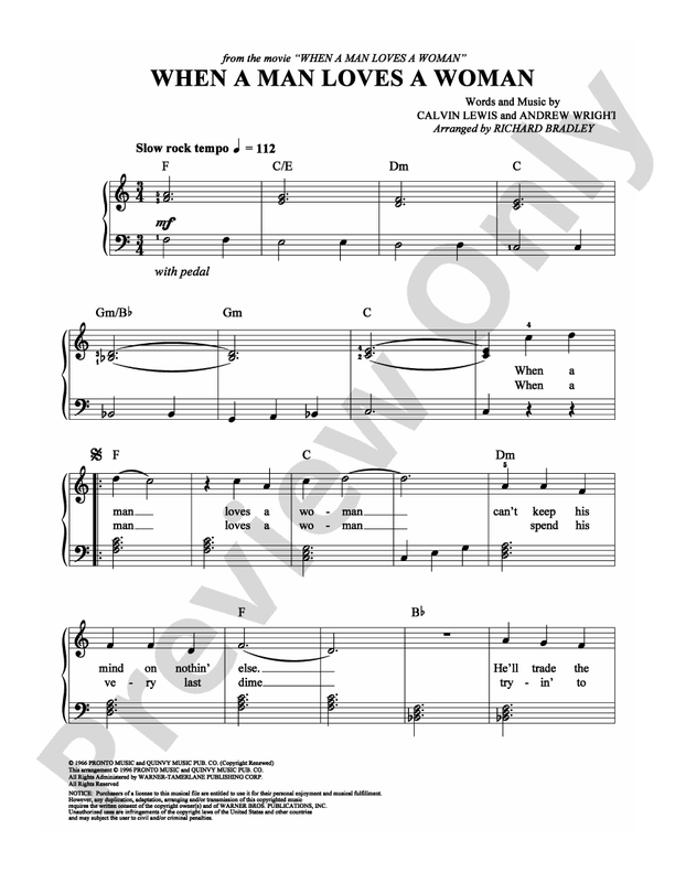 When A Man Loves A Woman - Arr. Richard Bradley - Easy Piano (Digital Download)