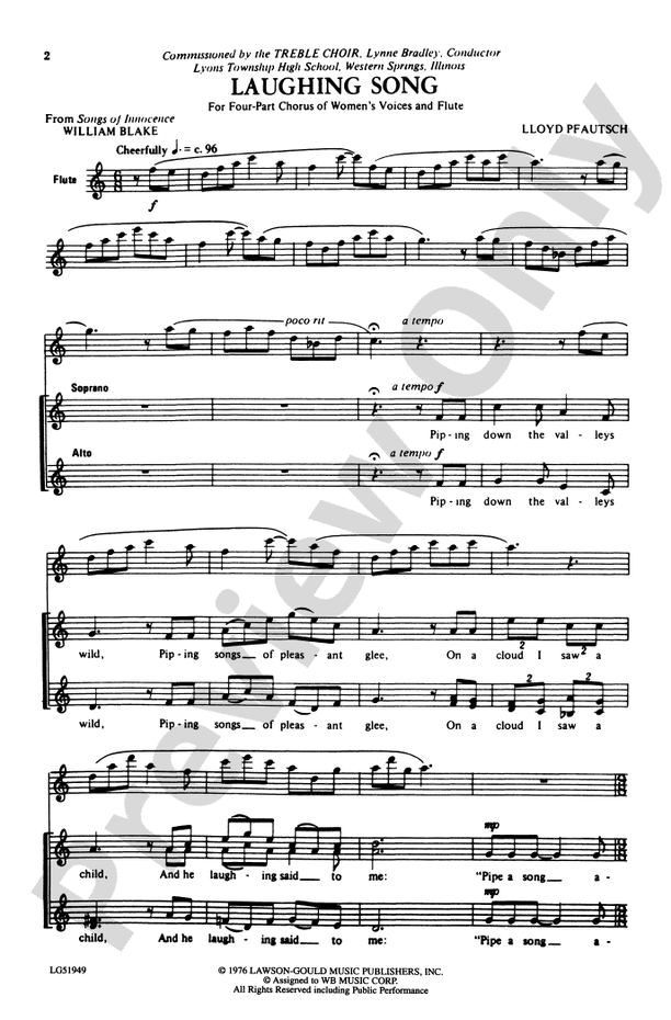 Laughing Song – SSAA Choral Octavo (Digital Download)