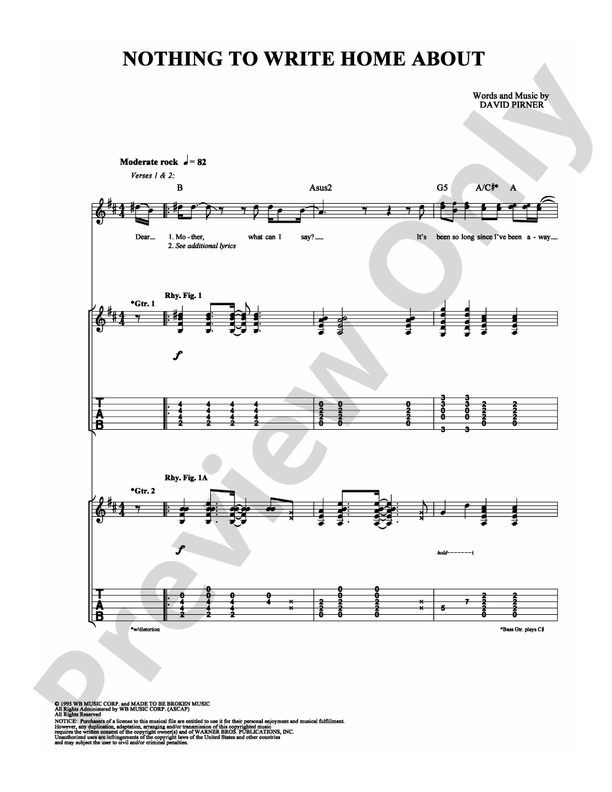 Nothing to Write Home About - Guitar TAB (Digital Download)