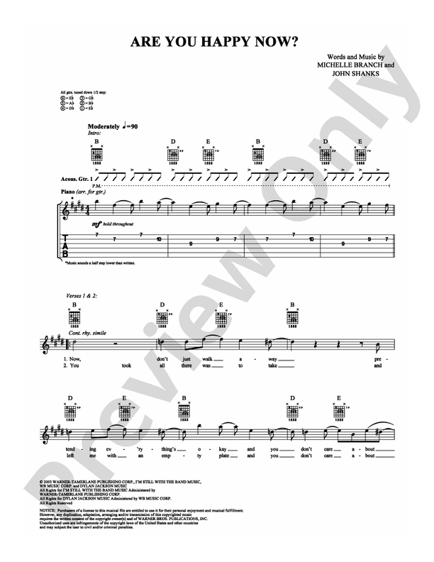 Are You Happy Now? - Guitar TAB (Digital Download)