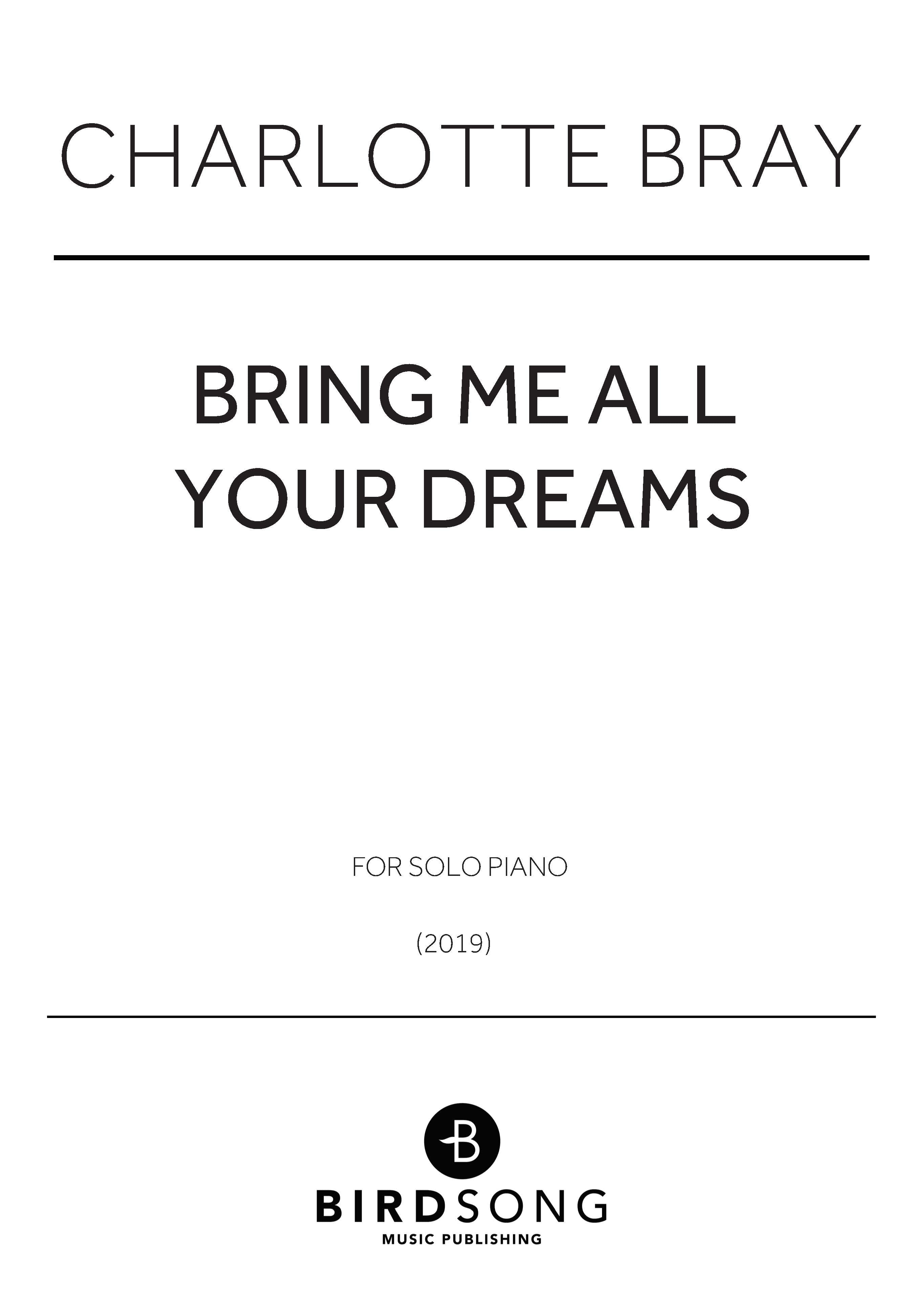 Bray - Bring Me All Your Dreams - Piano Solo (Digital Download)