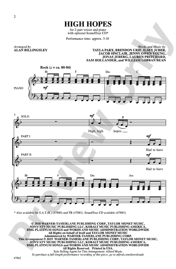 High Hopes – 2-Part Choral Octavo (Digital Download)