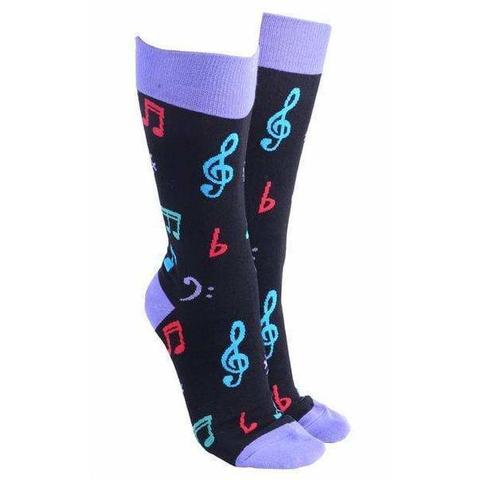 Sock Society Music Socks Black/Purple with Colourful Notes and Symbols