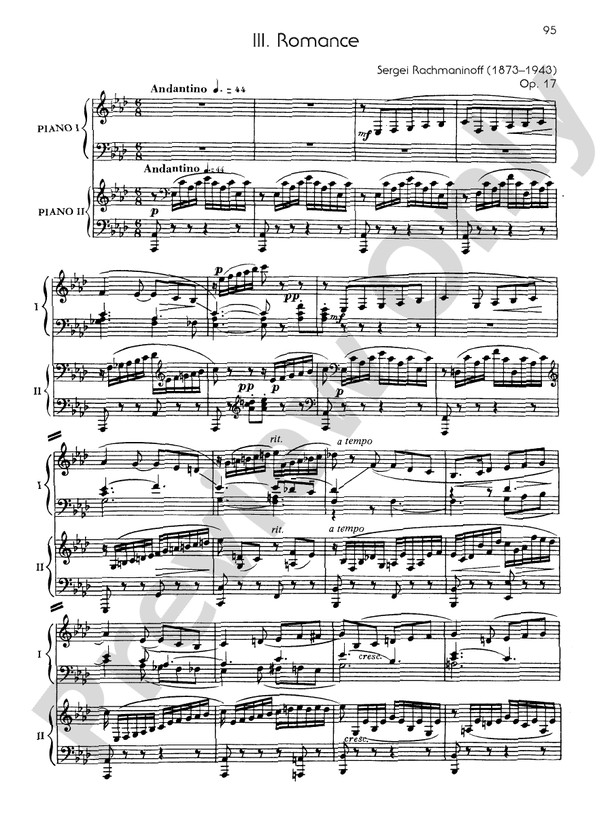 Suite No. 2, Opus 17 - III. Romance - 2 Pianos, 4 Hands (Digital Download)
