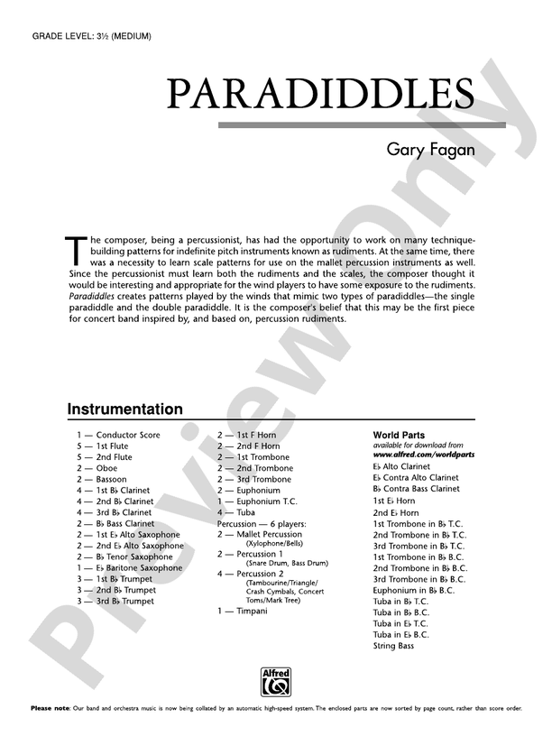 Paradiddles - Concert Band Conductor Score & Parts (Digital Download)