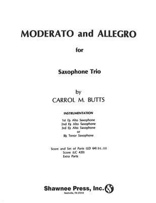 Moderato and Allegro Saxophone Trio - Saxophone Hal Leonard Saxophone Trio