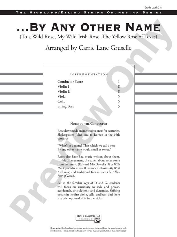 ...By Any Other Name – String Orchestra Conductor Score & Parts (Digital Download)