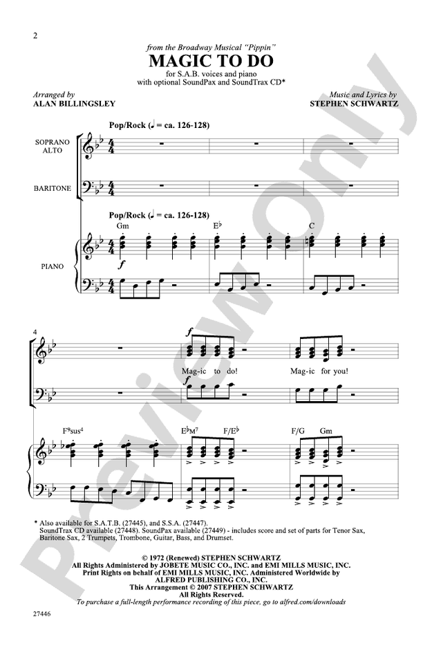 Magic to Do (from Pippin) – SAB Choral Octavo (Digital Download)