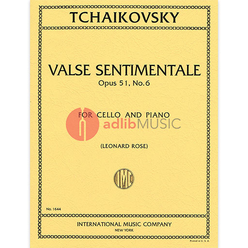 Tchaikovsky Valse Sentimentale Op 51 No6 Cello/Pno