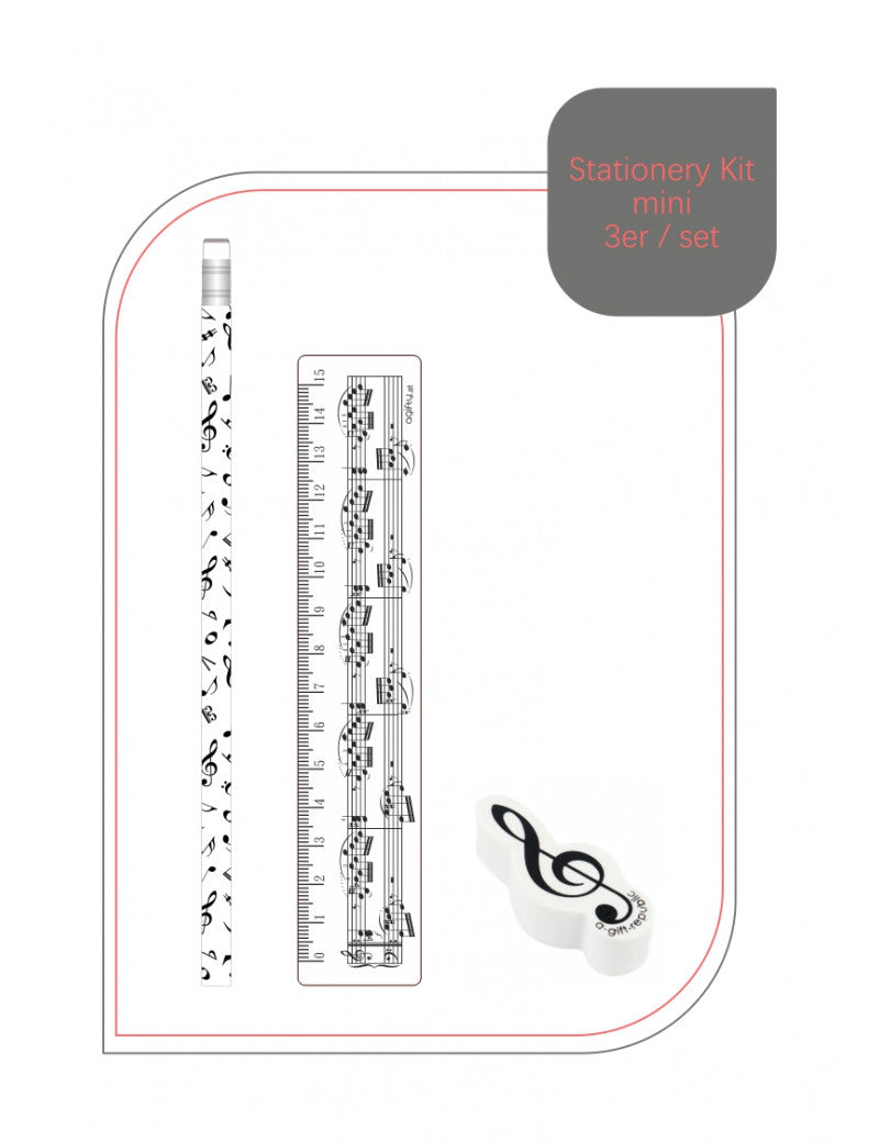 Stationery Kit White Pencil White Ruler and White Eraser