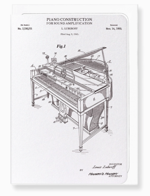 Greeting Card Patent of the Grand Piano 1950