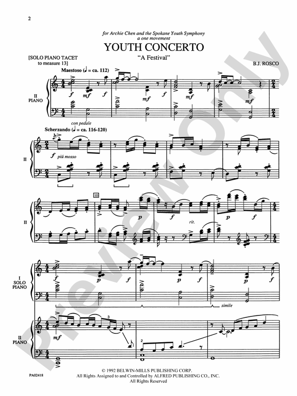 Youth Concerto "A Festival" - 2 Pianos, 4 Hands (Digital Download)