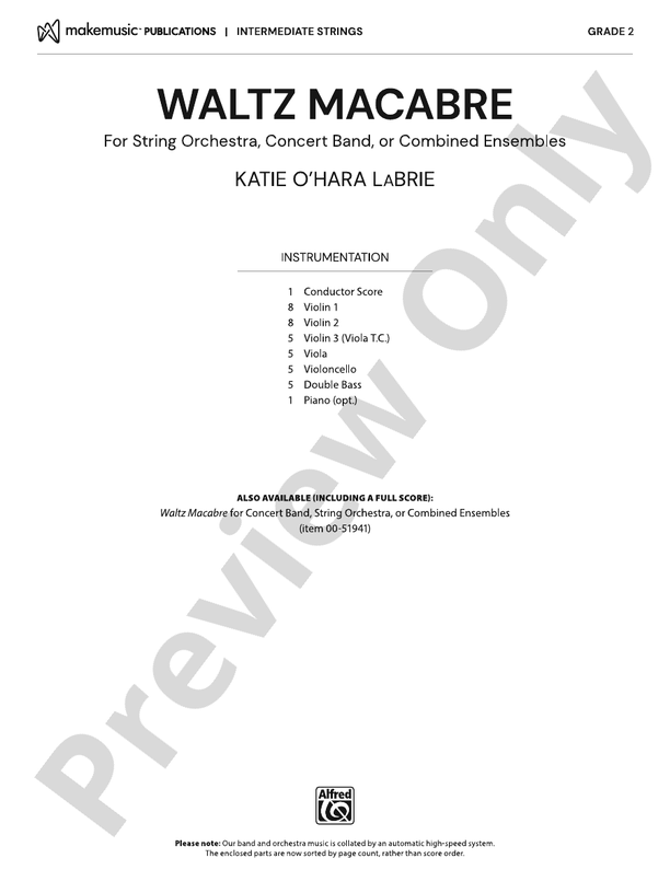 Waltz Macabre - String Orchestra Conductor Score & Parts(Digital Download)