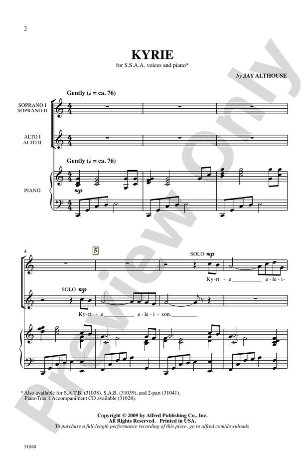 Kyrie – SSAA Choral Octavo (Digital Download)