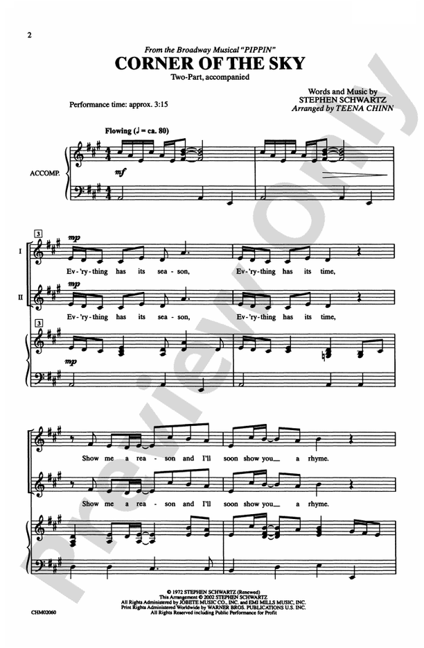 Corner of the Sky – 2-Part Choral Octavo (Digital Download)