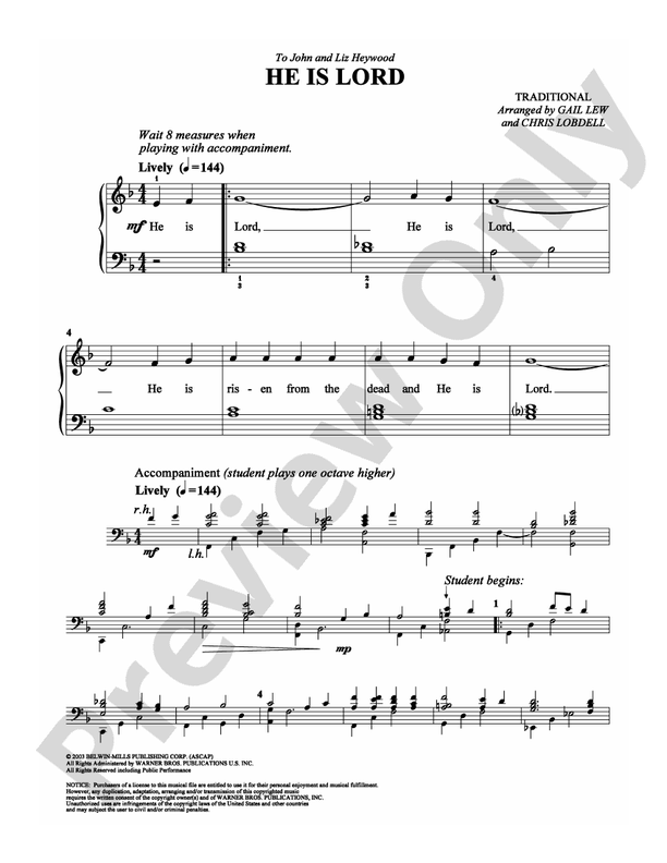 He Is Lord - Arr. Gail Lew and Chris Lobdell - Easy Piano (Digital Download)