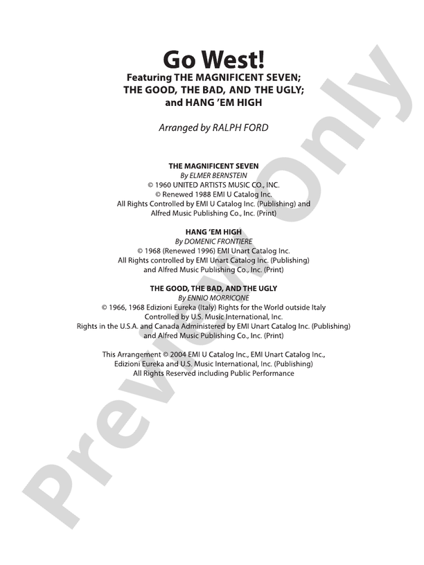 Go West! - Concert Band Conductor Score & Parts (Digital Download)