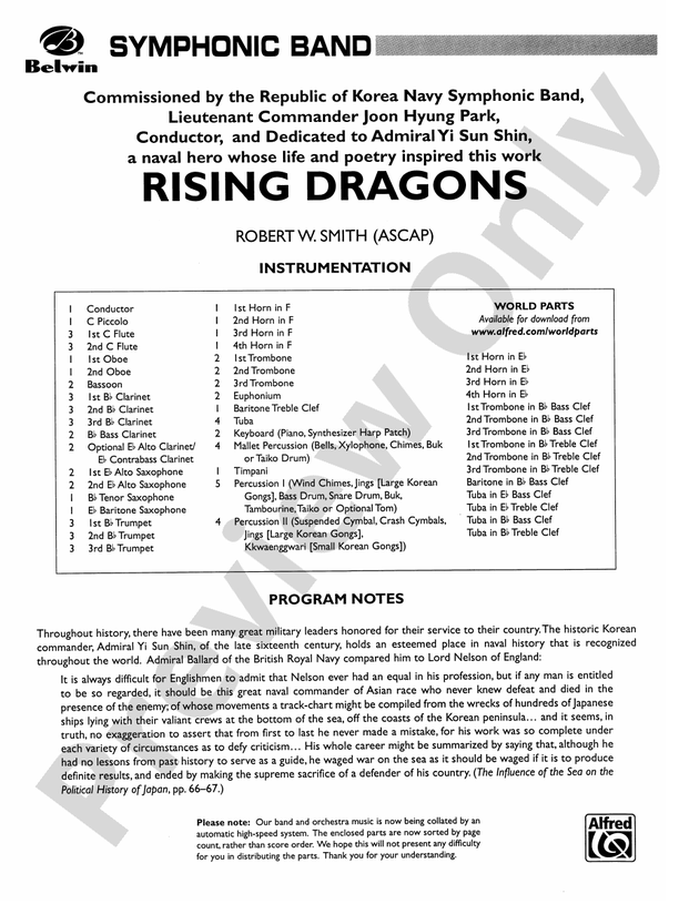 Rising Dragons - Concert Band Conductor Score & Parts (Digital Download)