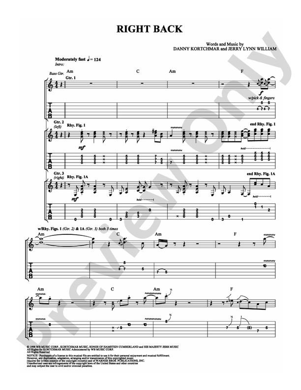Right Back - Guitar TAB (Digital Download)
