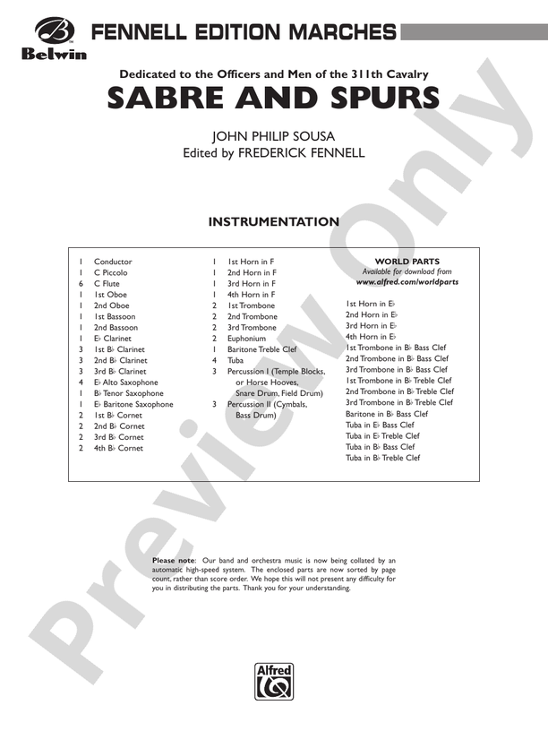 Sabre and Spurs (March of the American Cavalry) - Concert Band Conductor Score & Parts (Digital Download)