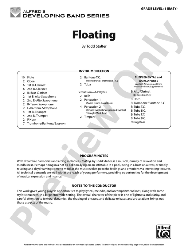 Floating - Concert Band Conductor Score & Parts(Digital Download)