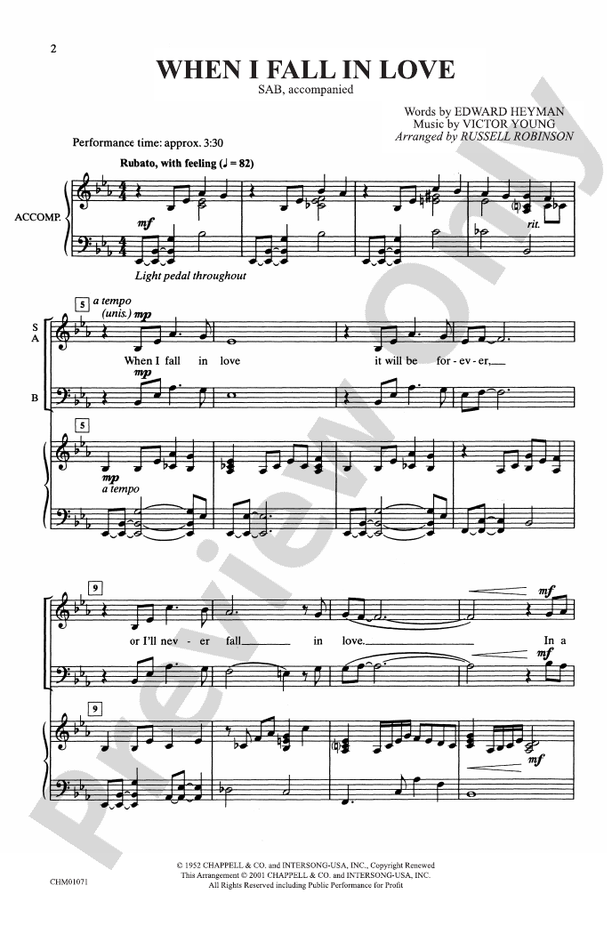 When I Fall in Love - SAB Choral Octavo (Digital Download)