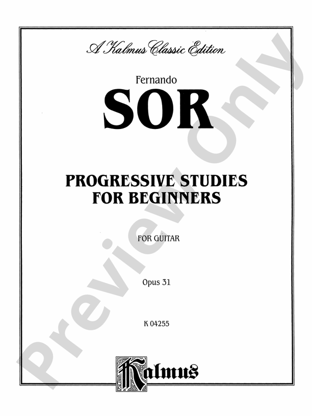 Sor: Complete Progressive Studies for the Beginner, Op. 31 - Guitar (Digital Download)